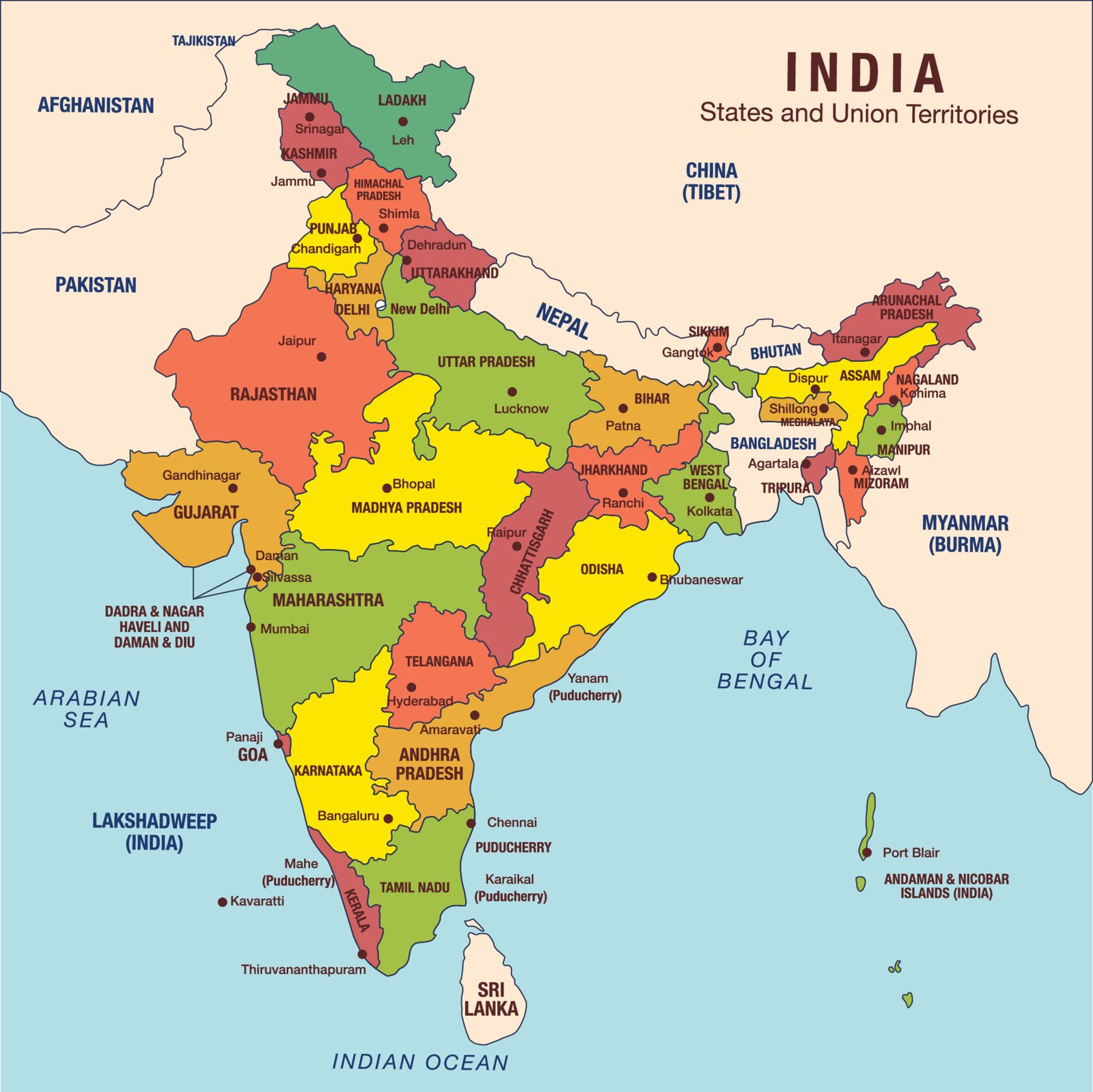 States and Capitals of India