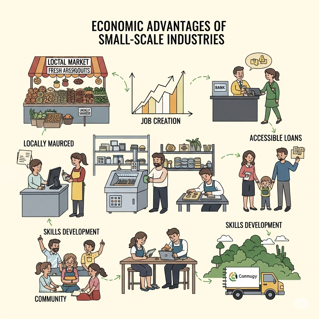 graphical image showing economic advantages of Small Scale Industries
